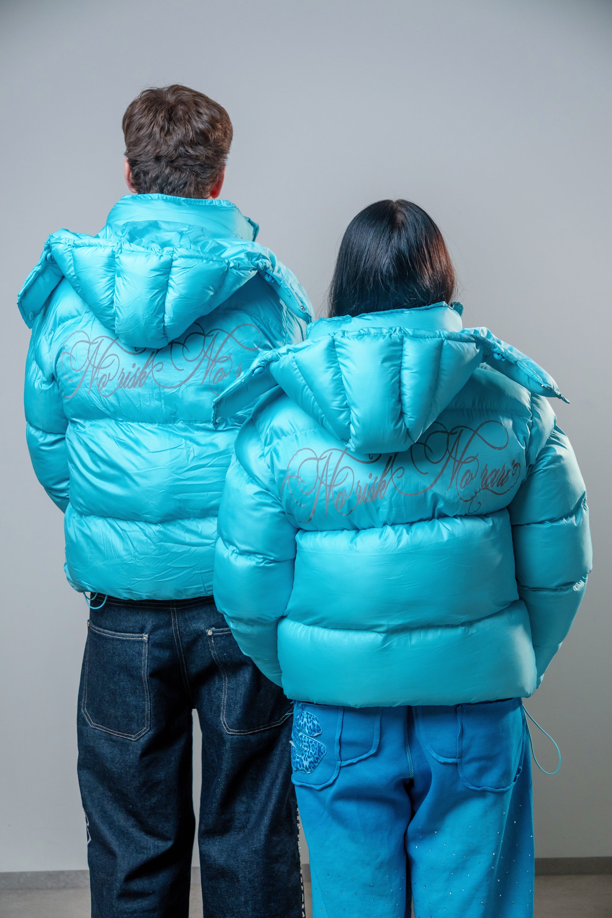 Turquoise blue puffer jacket