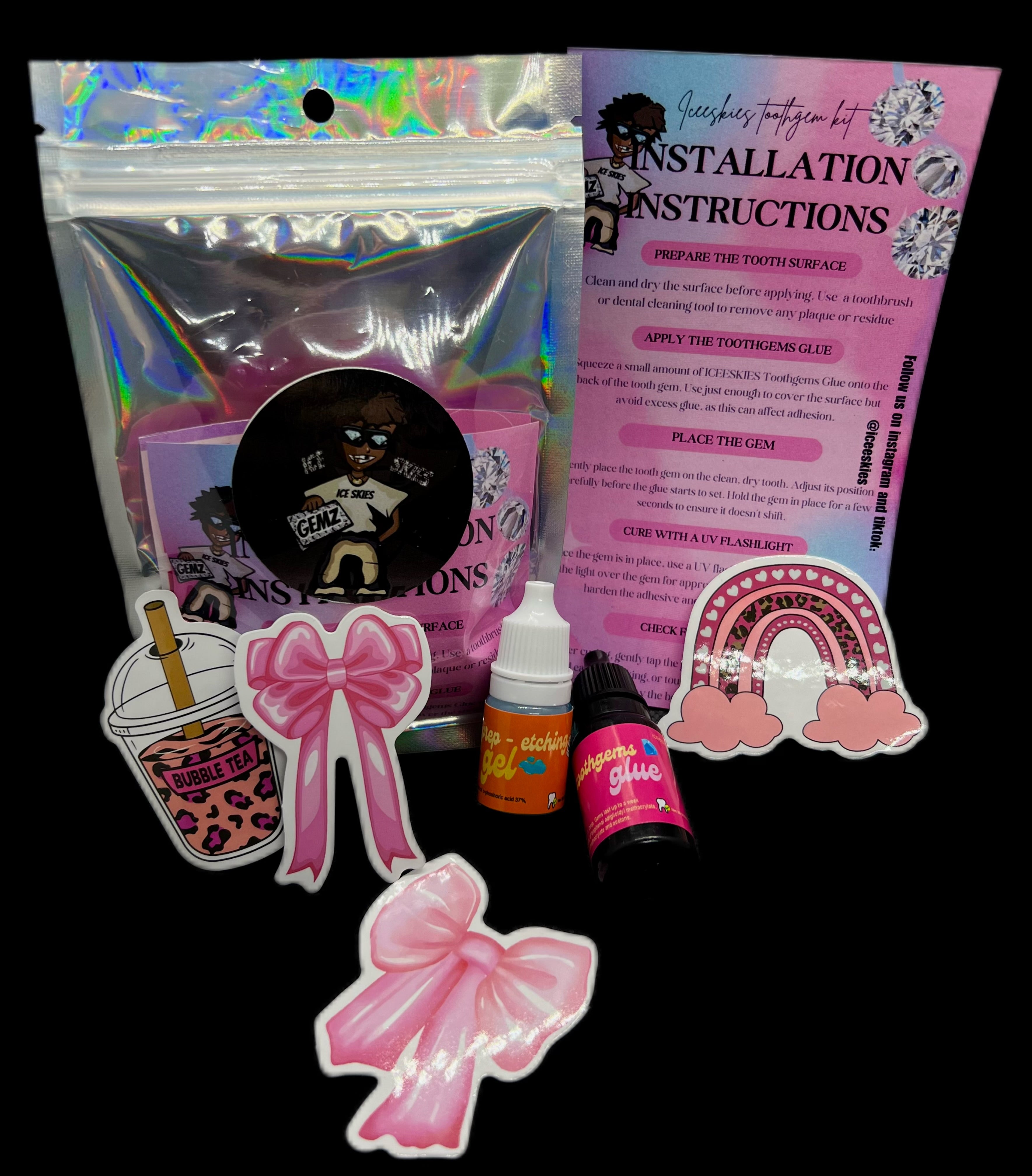 ICEESKIES COMBO: Toothgems Glue + Etching (cleansing) gel 📌NB! UV CURABLE
