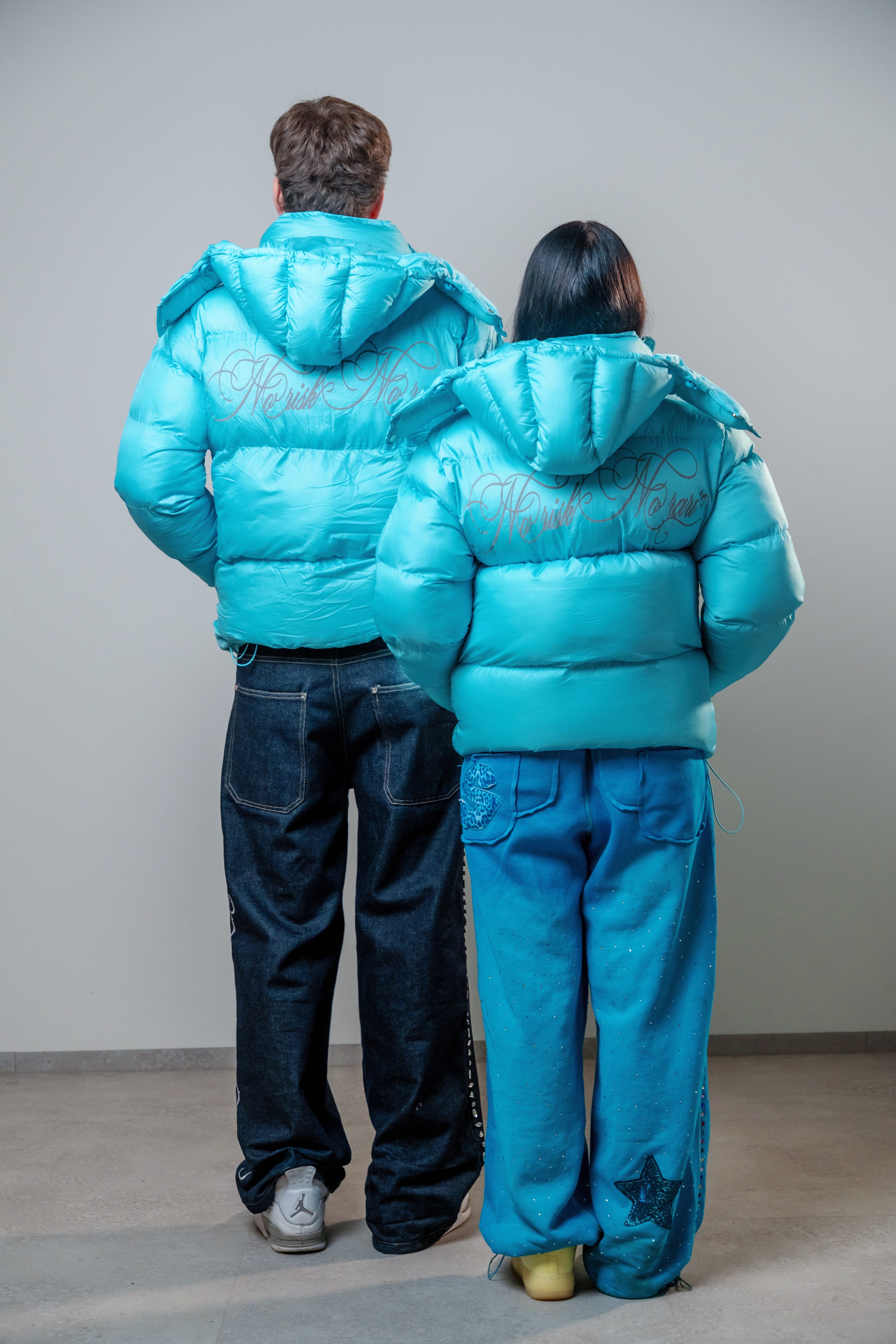 Turquoise blue puffer jacket