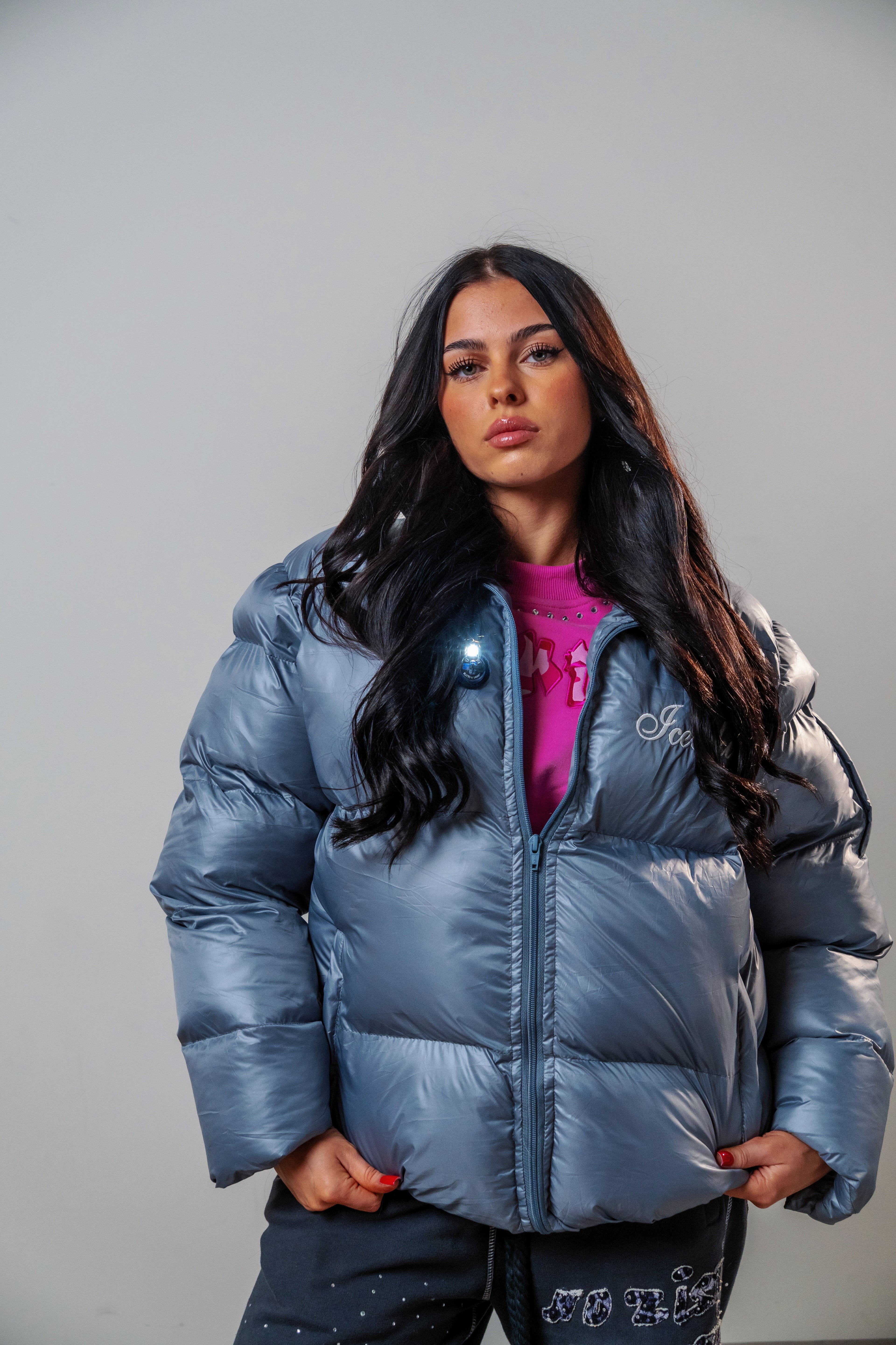 Silver puffer jacket