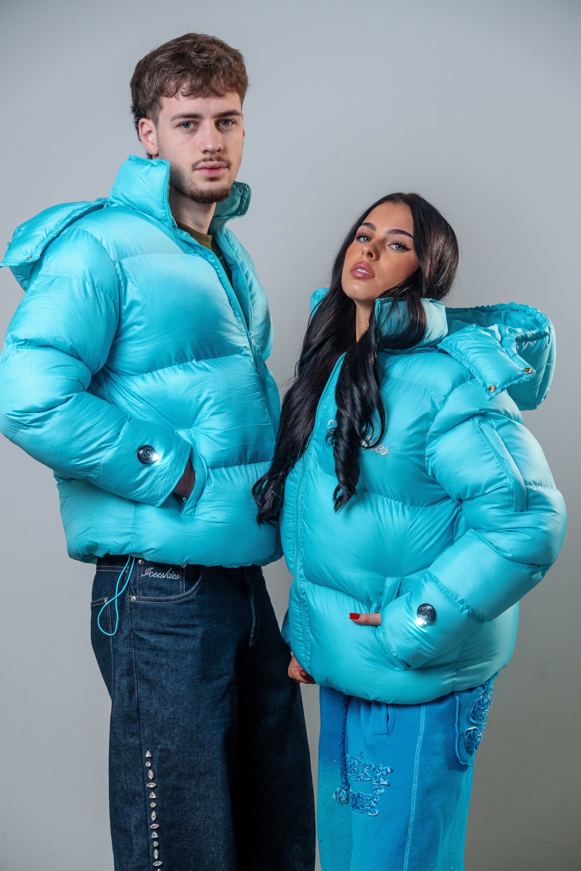 Turquoise blue puffer jacket