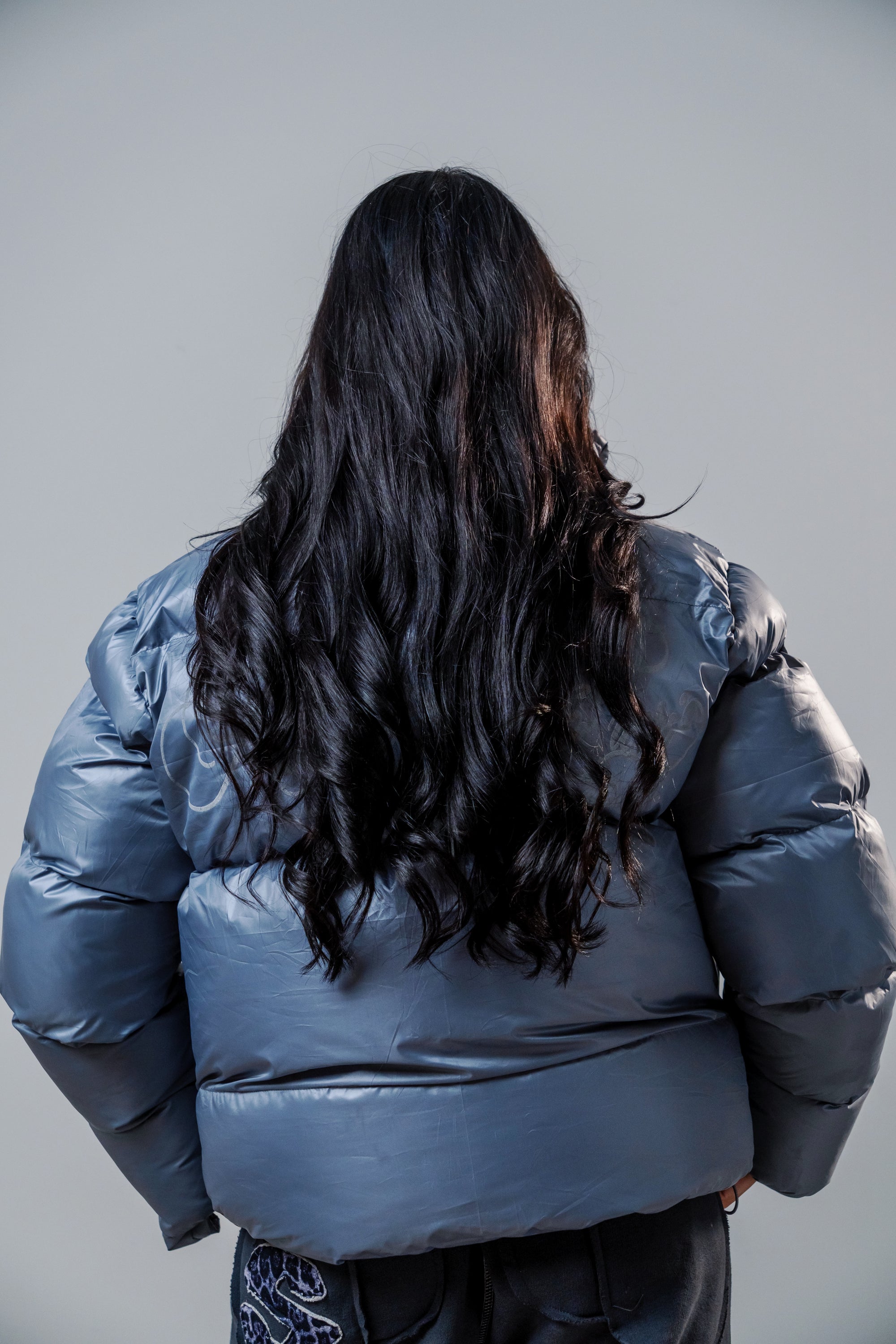 Silver puffer jacket