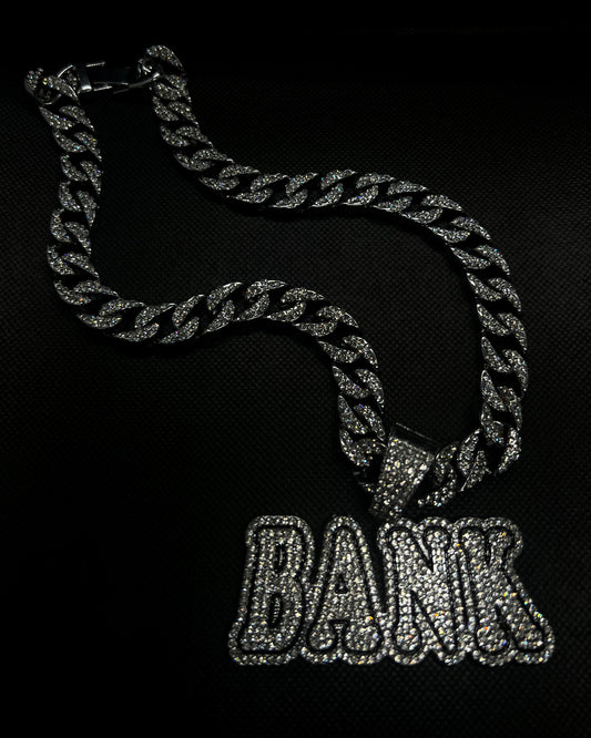 ICED OUT chain with “BANK” pendant