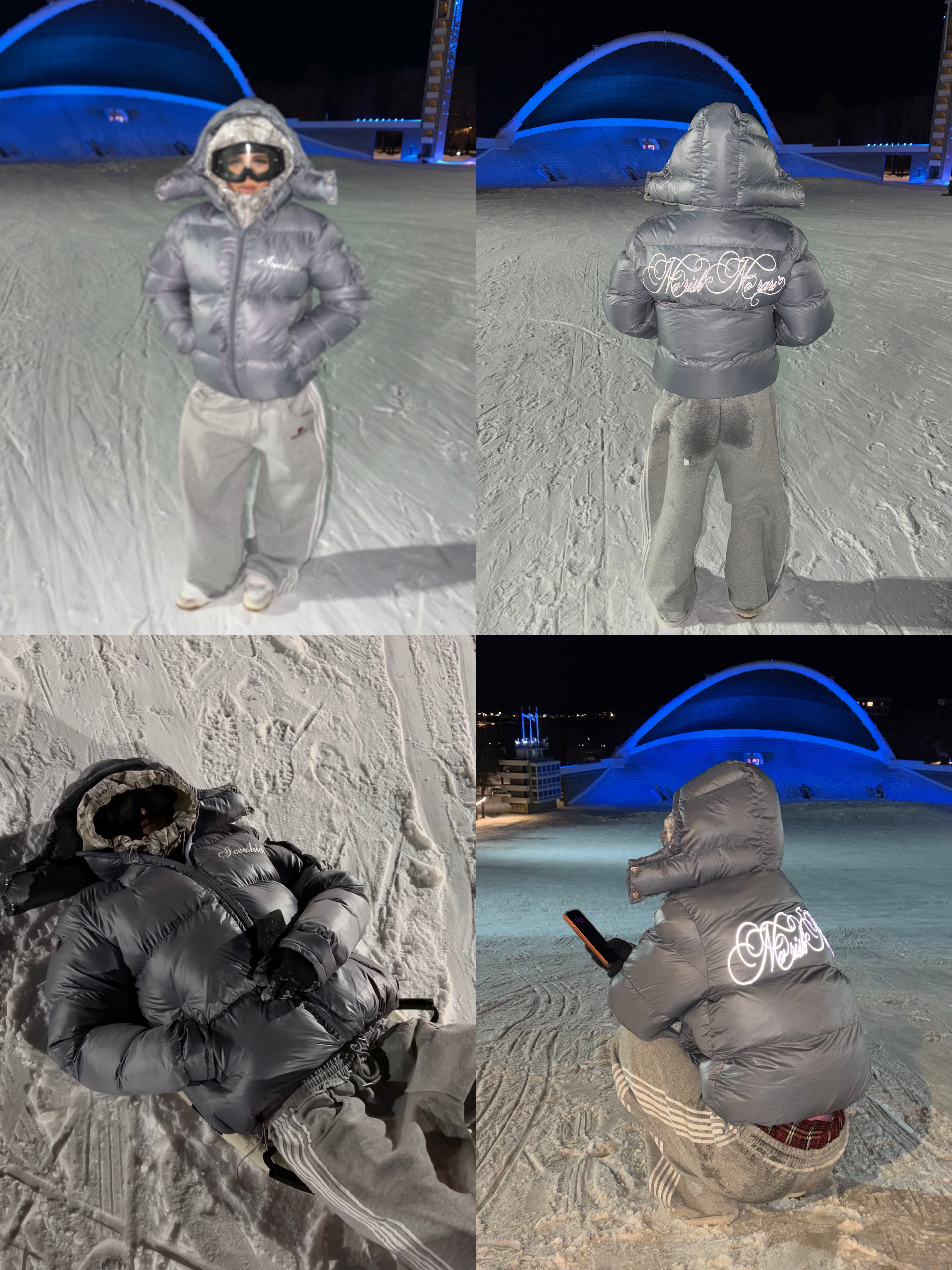 Silver puffer jacket