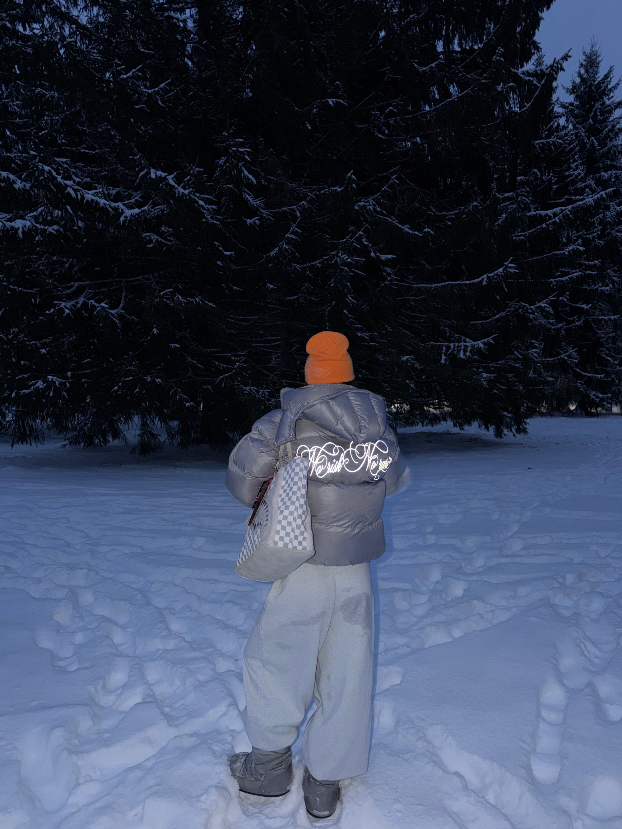 Silver puffer jacket