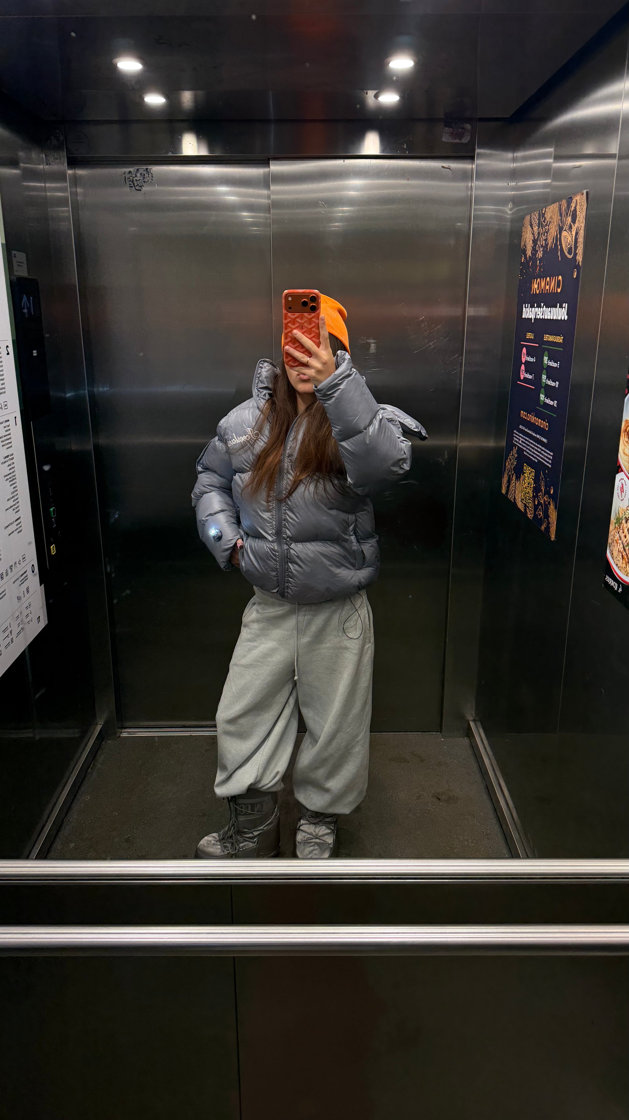 Silver puffer jacket